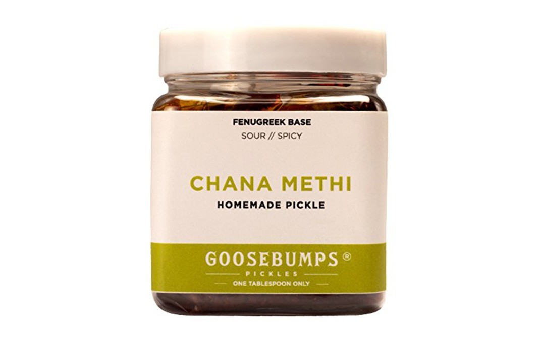 Goosebumps Chana Methi Fenugreek Base (Sour / Spicy) Homemade Pickle   Glass Jar  250 grams